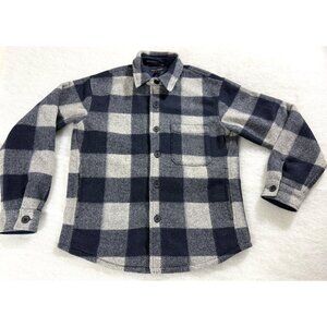 Banana Republic Men’s S Buffalo Plaid Shirt Jacket Shacket Navy Gray Warm Lined